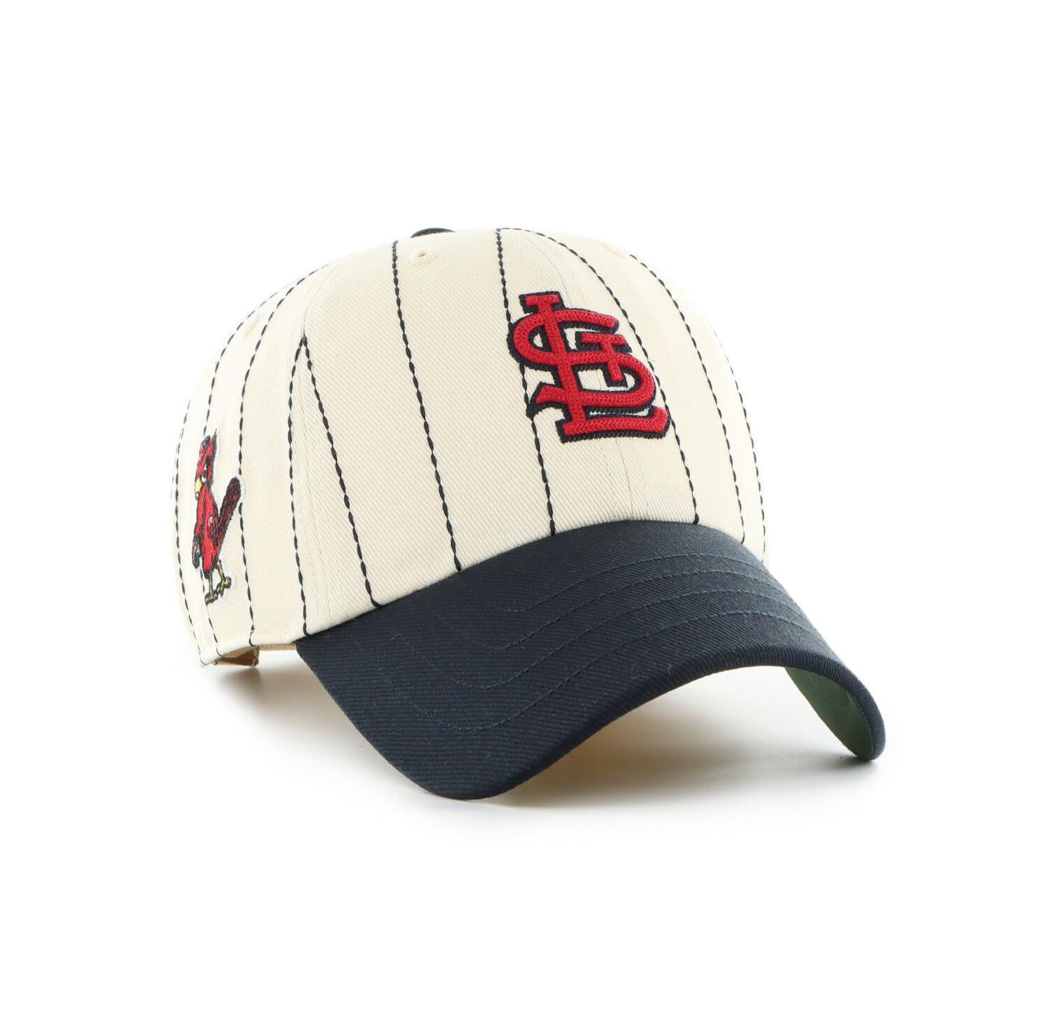 x Rawlings Men's Natural/Navy St. Louis Cardinals Pinstripe Clean Up Adjustable Hat