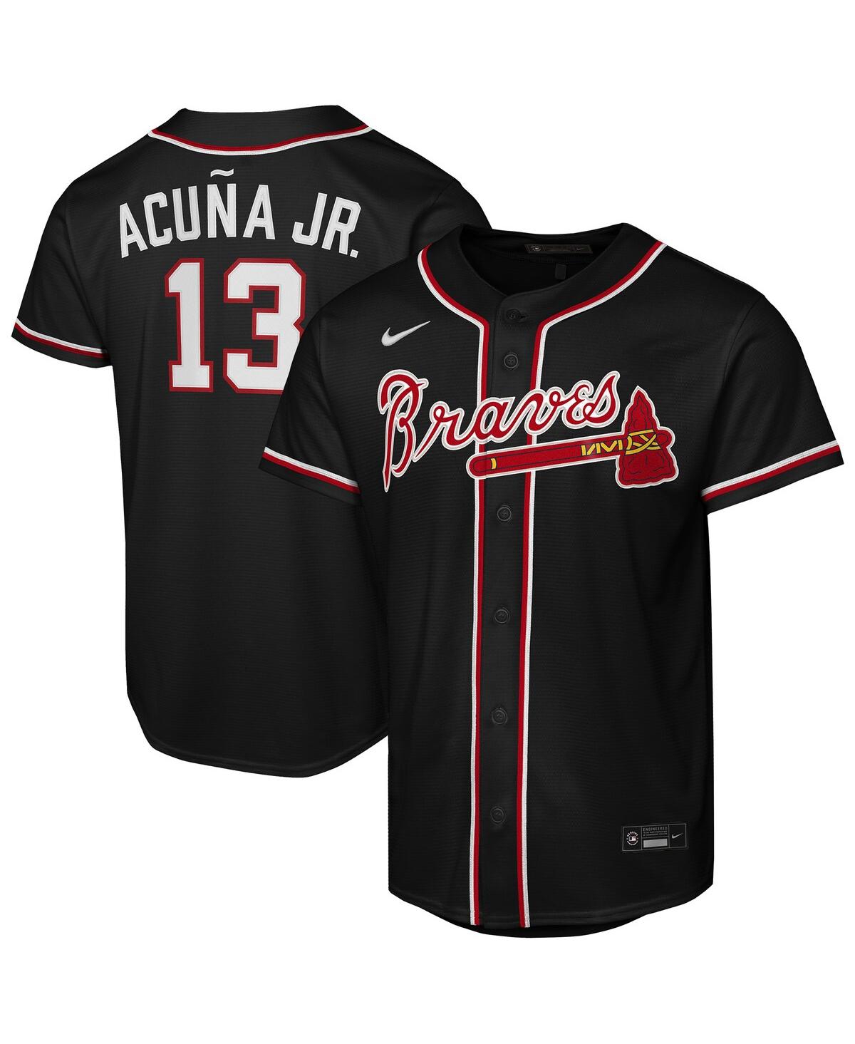 Nike Big Boys and Girls Ronald Acuna Jr. Black Atlanta Braves Fashion Replica Player Jersey