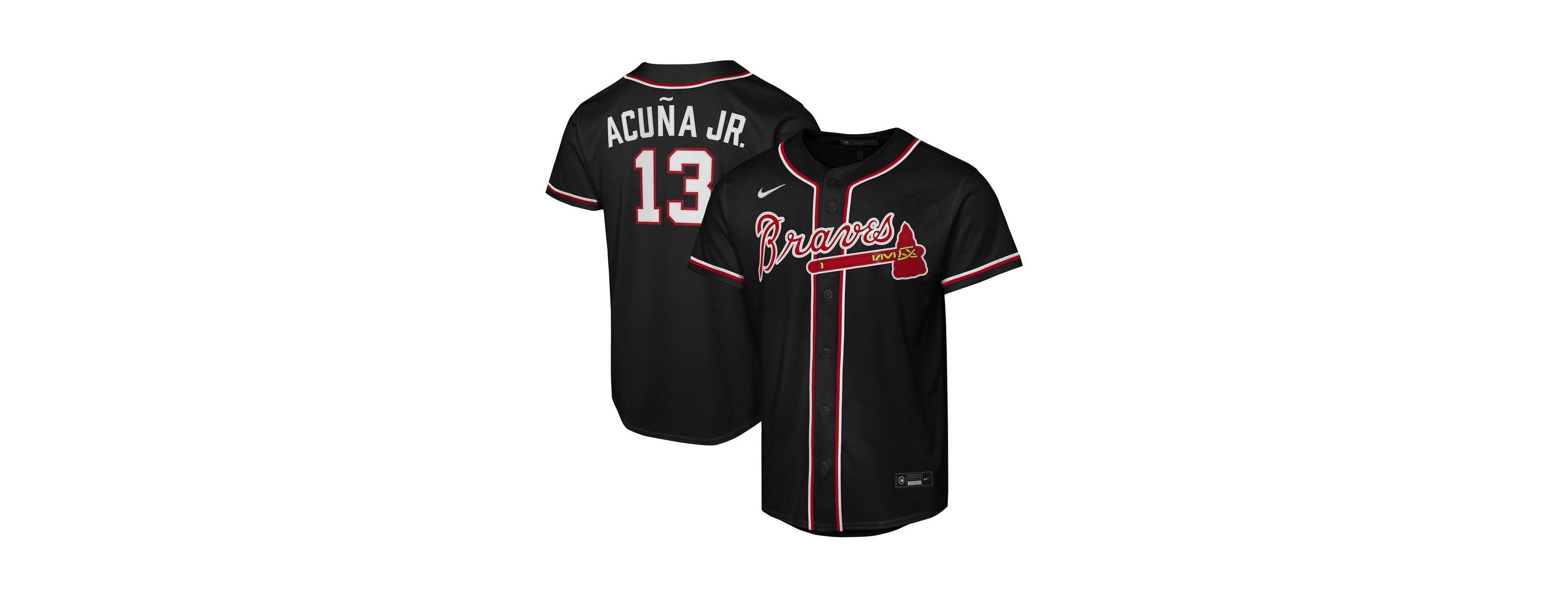 Nike Big Boys and Girls Ronald Acuna Jr. Black Atlanta Braves Fashion Replica Player Jersey