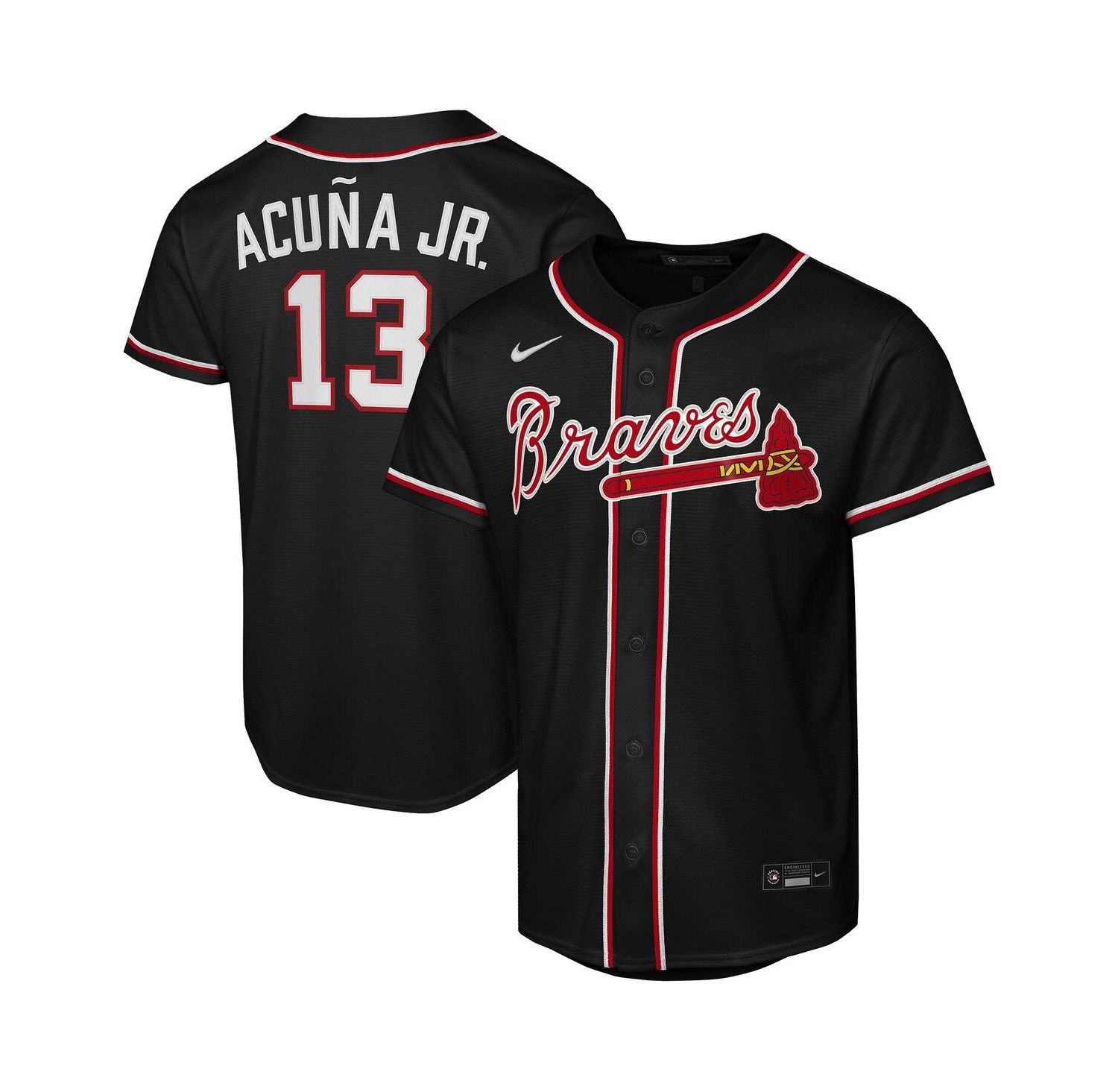 Big Boys and Girls Ronald Acu&ntilde;a Jr. Black Atlanta Braves Fashion Replica Player Jersey