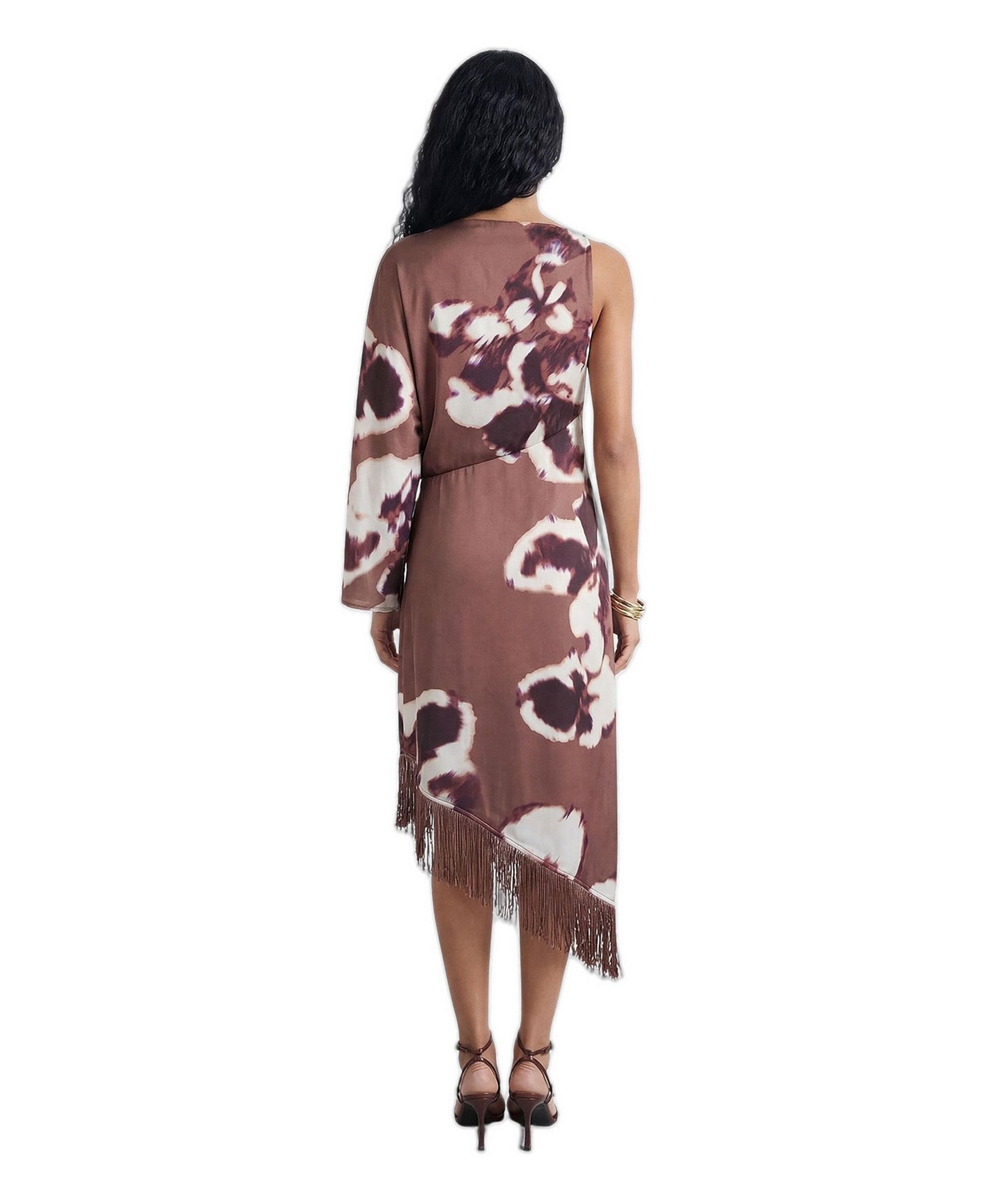 Women's One Shoulder Satin Midi Dress