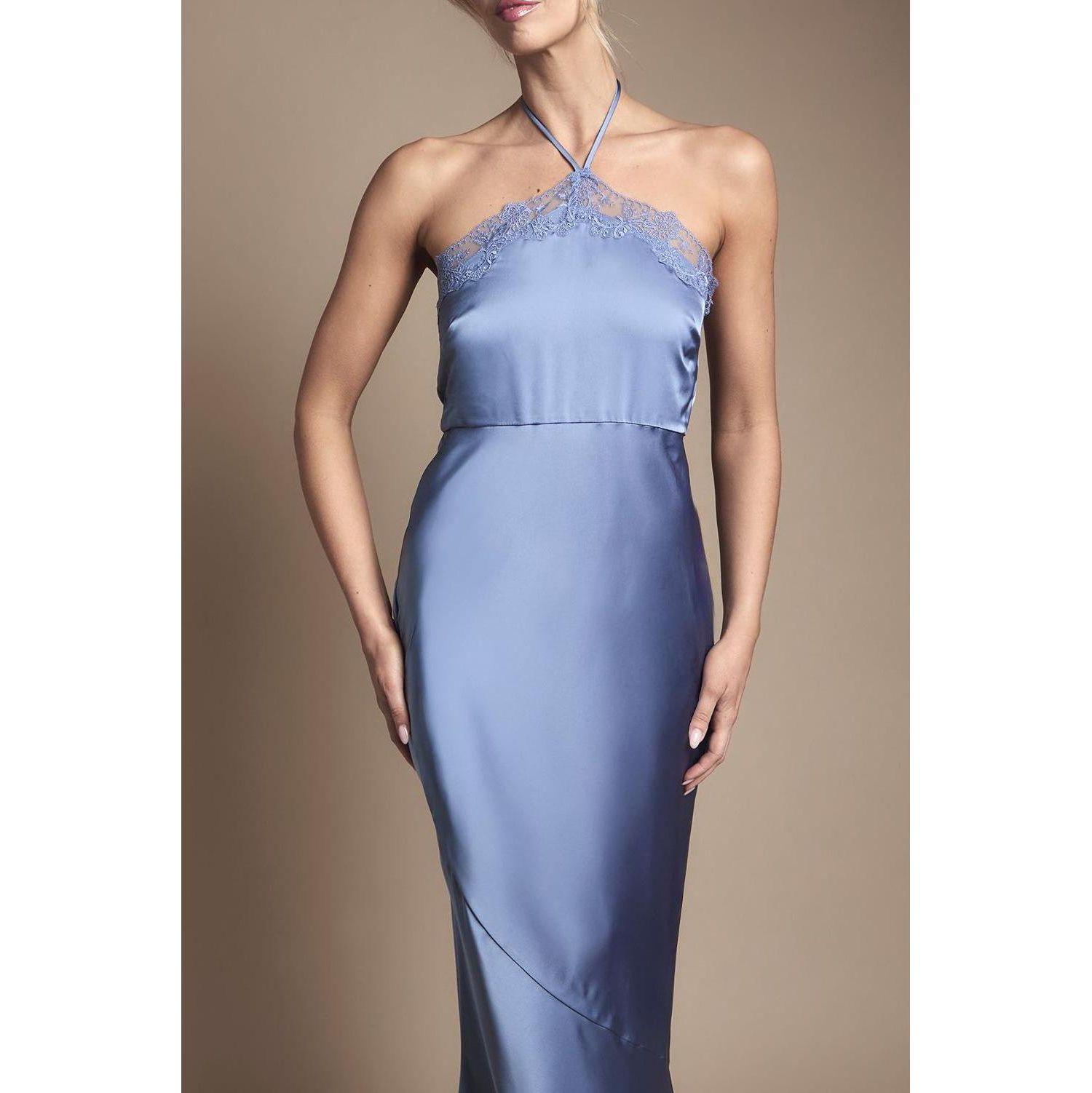 Women's Halter Satin Maxi Bridesmaid Dress