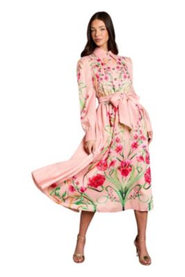 Women's Border Print Organza Shirt Dress
