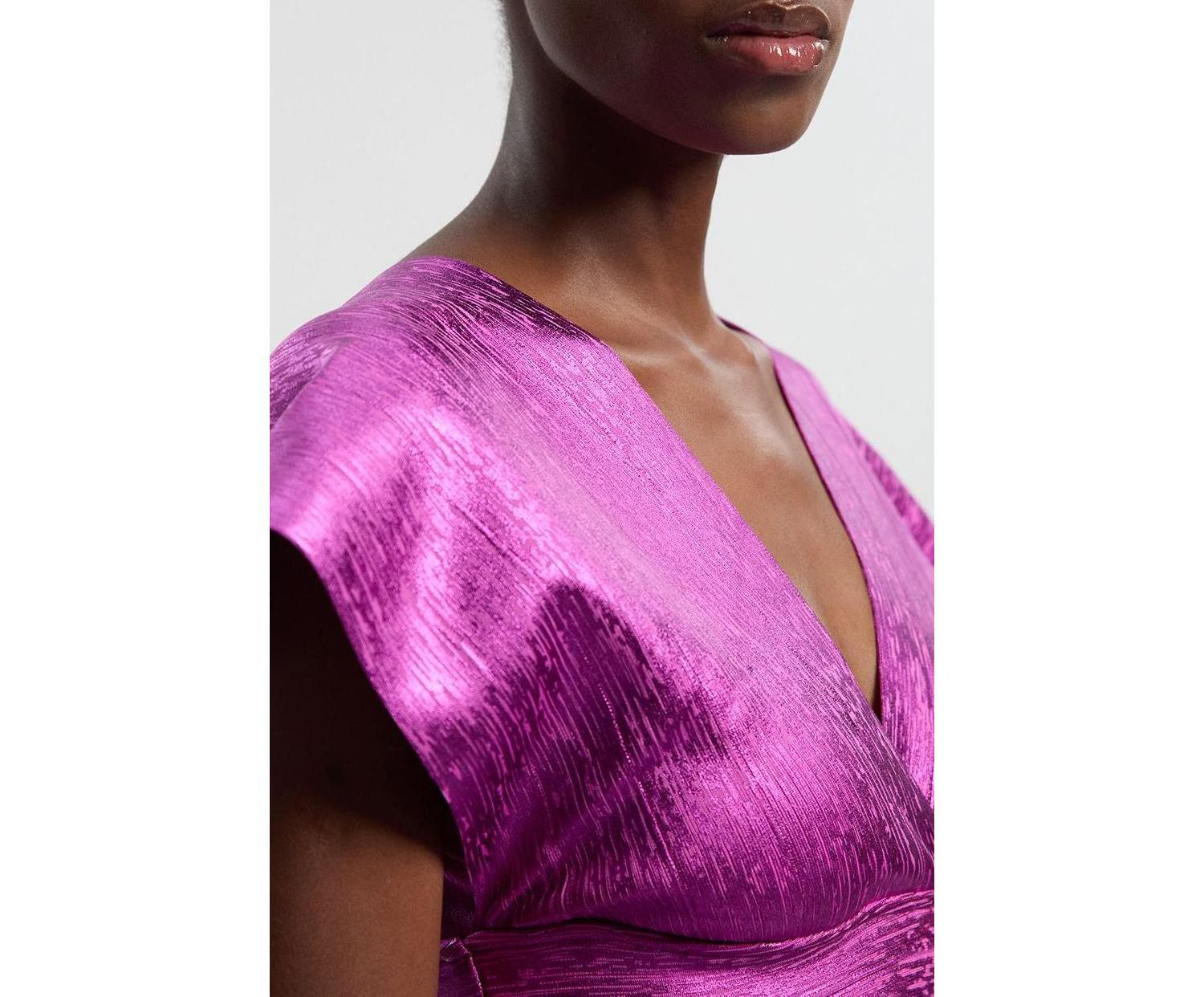 Women's Metallic Angel Sleeve Knit Midi Dress