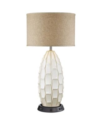 Cosgrove 32 3/4" Tall Oval Mid Century Table Lamp Dimmable USB Workstation Base Charging
