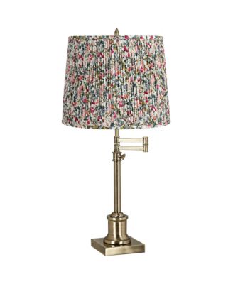 Westbury 36" Tall Large Traditional End Table Lamp Swing Arm Antique Brass Finish Meadow Shade Living Room