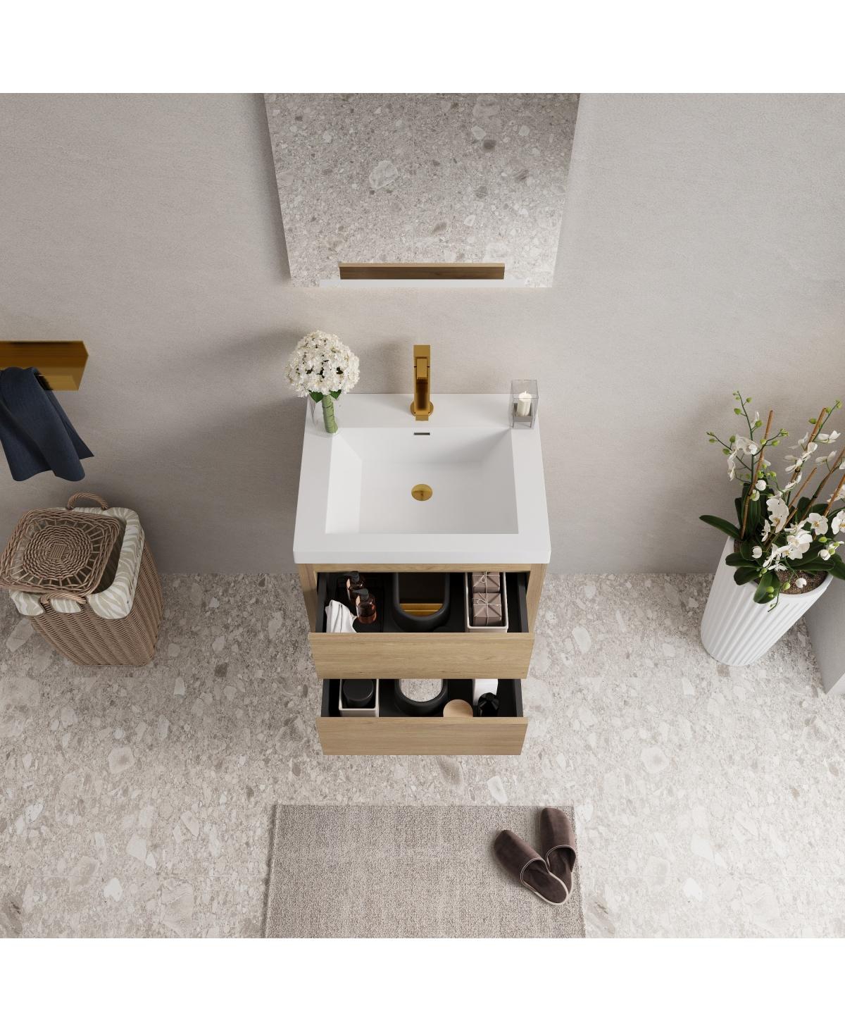 Sillysis Wall Mounted Bathroom Vanity with Stone Resin Sink, Soft Close Drawers