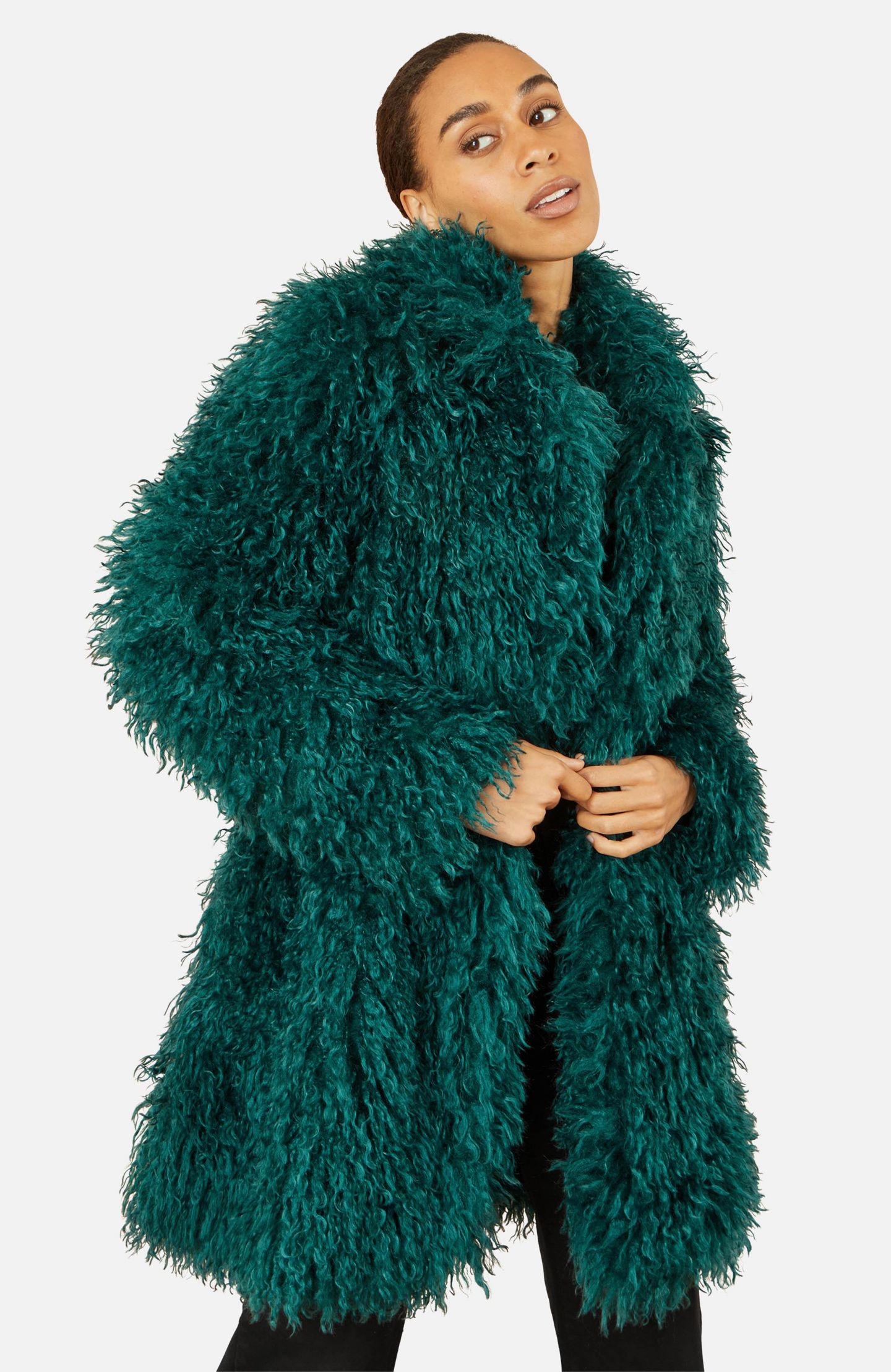 Женское пальто Yumi Luxe Long Hair Faux Fur, цвет: Бирюзовый — фото 5