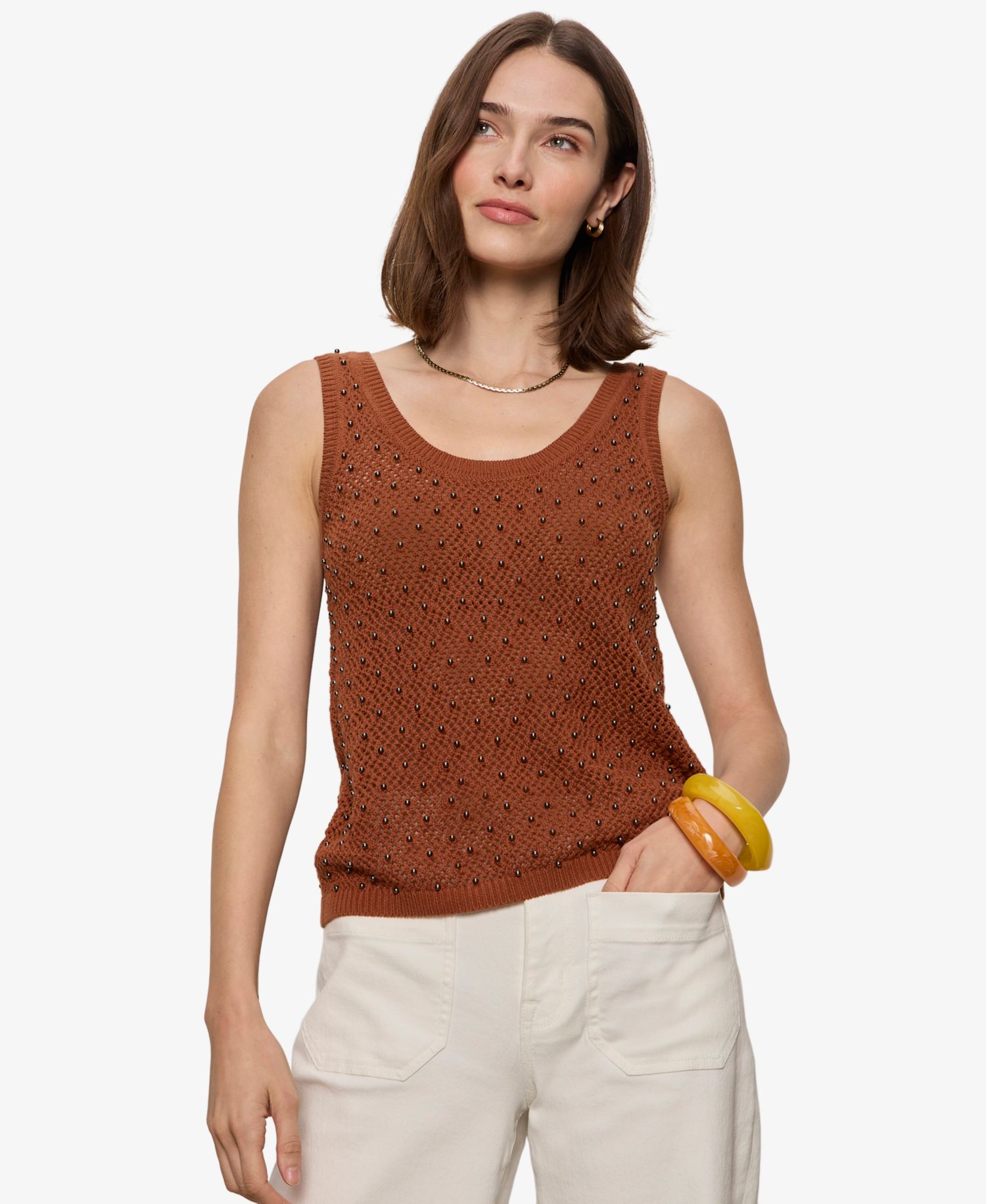 Women's Dune Studded Scoop Neck Sweater