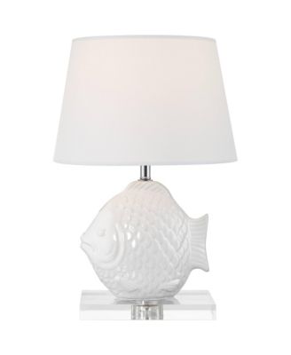 Finely 13 1/2" High Tropical Fish Small Modern Accent Table Lamp Finish Ceramic Single Living Room Bedroom