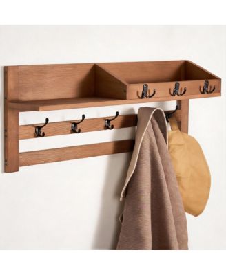 Solid Pine Wood Wall Organizer - Space-saving, Durable
