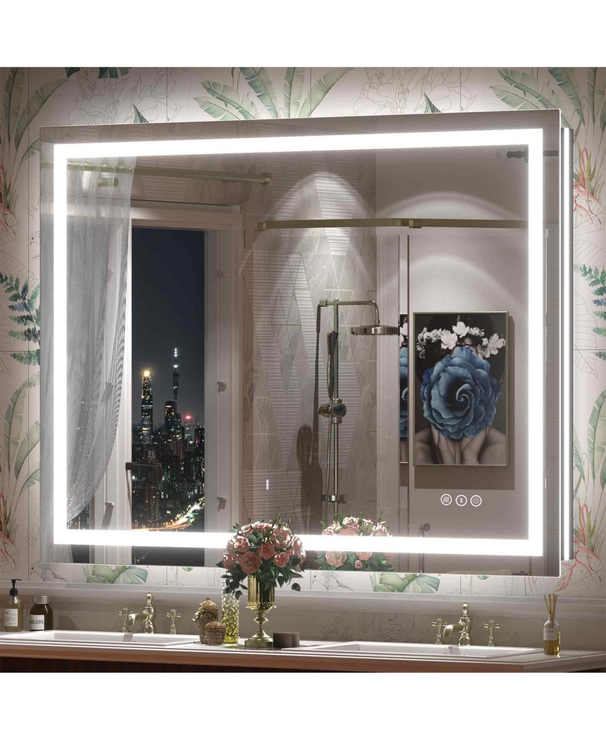 Apmir 48" x 36" Super Bright Front and Back Led Lighted Anti-Fog Tempered Glass Bathroom/Vanity Mirror with Etl and 3-Year Warranty