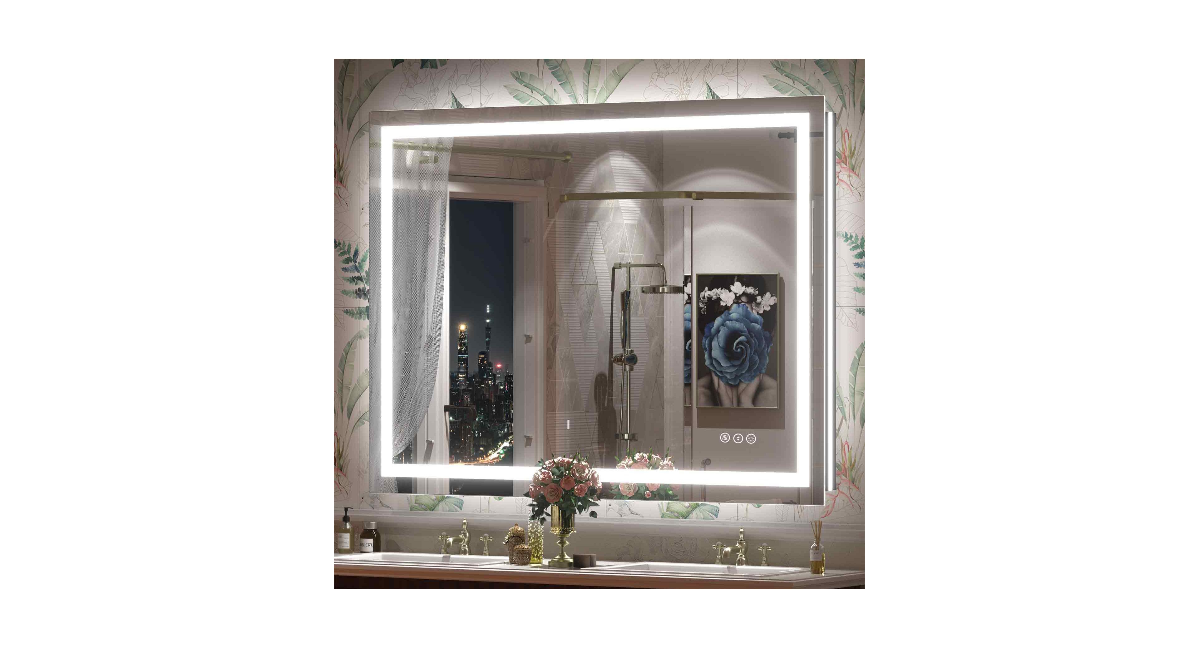 Apmir 48" x 36" Super Bright Front and Back Led Lighted Anti-Fog Tempered Glass Bathroom/Vanity Mirror with Etl and 3-Year Warranty