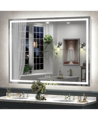 55" x 40" Super Bright Front and Back LED Lighted Anti-Fog Tempered Glass Bathroom/Vanity Mirror with ETL and 3-Year Warranty