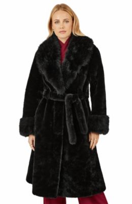 Women's Oversize Collar Wrap Faux Fur Coat
