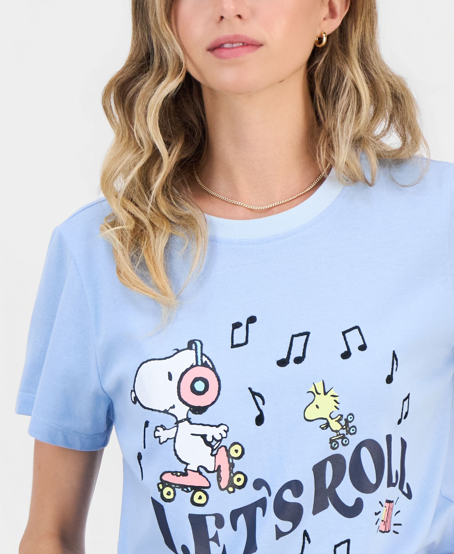 Juniors' Snoopy Let's Roll Graphic T-Shirt