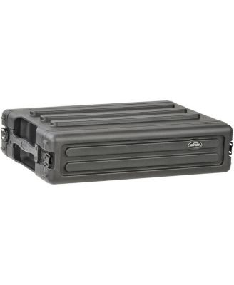 2U Roto-Molded Shallow Rack Case with Steel Rails