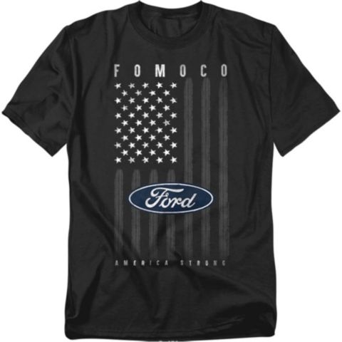 Мужская футболка Mustang Ford USA с флагом, цвет: Чёрный
