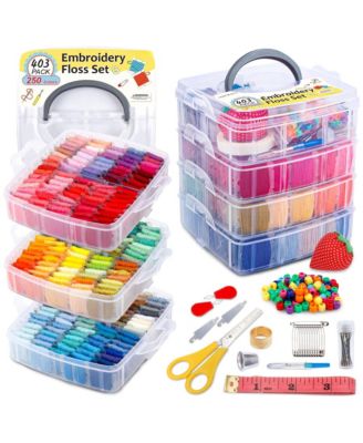403 Pack Embroidery Floss Set 250 Colors Cross Bracelet Thread Tool Box