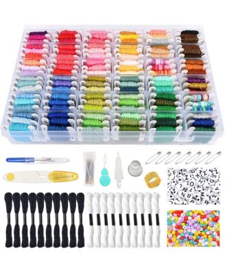 52 pieces Embroidery Floss Kit Organizer Box Cross Tools Bobbins Gift