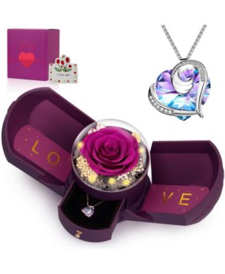Gnuadz Preserved Rose Necklace Gift For Women - Purple 100$