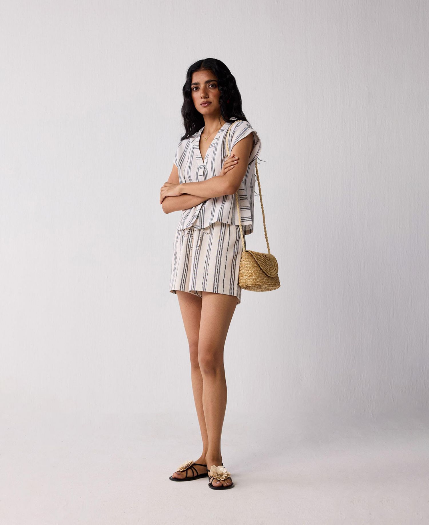 Women's Regular Drawstring Shorts in Stripes