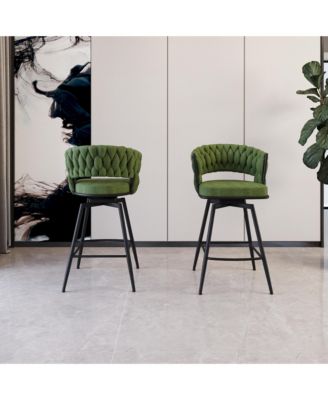 26" Linen Woven Swivel Bar Stools Set of 2