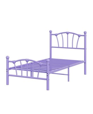 Heart-Shaped Metal Platform Bed Frame with Headboard and Footboard, Quiet Slat Support, No Box Spring Needed