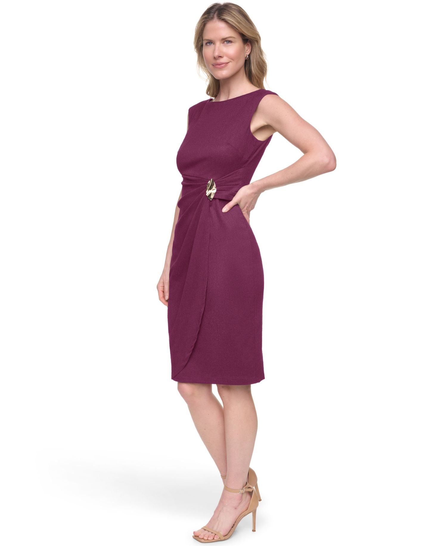 Petite Boat Neck Cap-Sleeve Dress