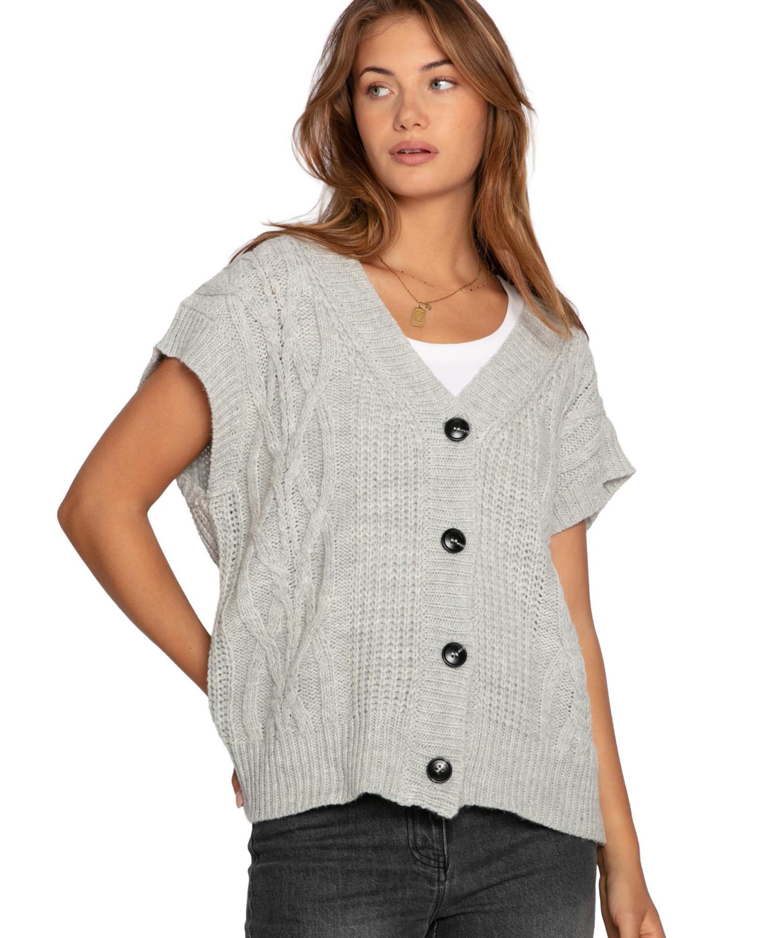 Women's Rosette Oversized Knitted Vest