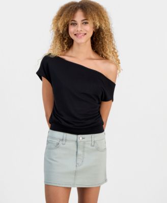 Juniors' Off-The-Shoulder Dolman-Sleeve Top