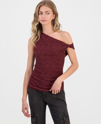 Juniors' Lace Knit Off-The-Shoulder Top