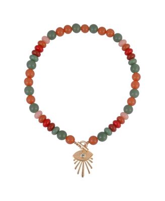 Rachel Rachel Roy Semi Precious Beaded Toggle Necklace with Evil Eye Pendant Brass - Open Miscellaneous 32$