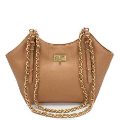 Luxea Quilted Chain Shoulder Bag Small Leather Handbag with Gold Chain Strap