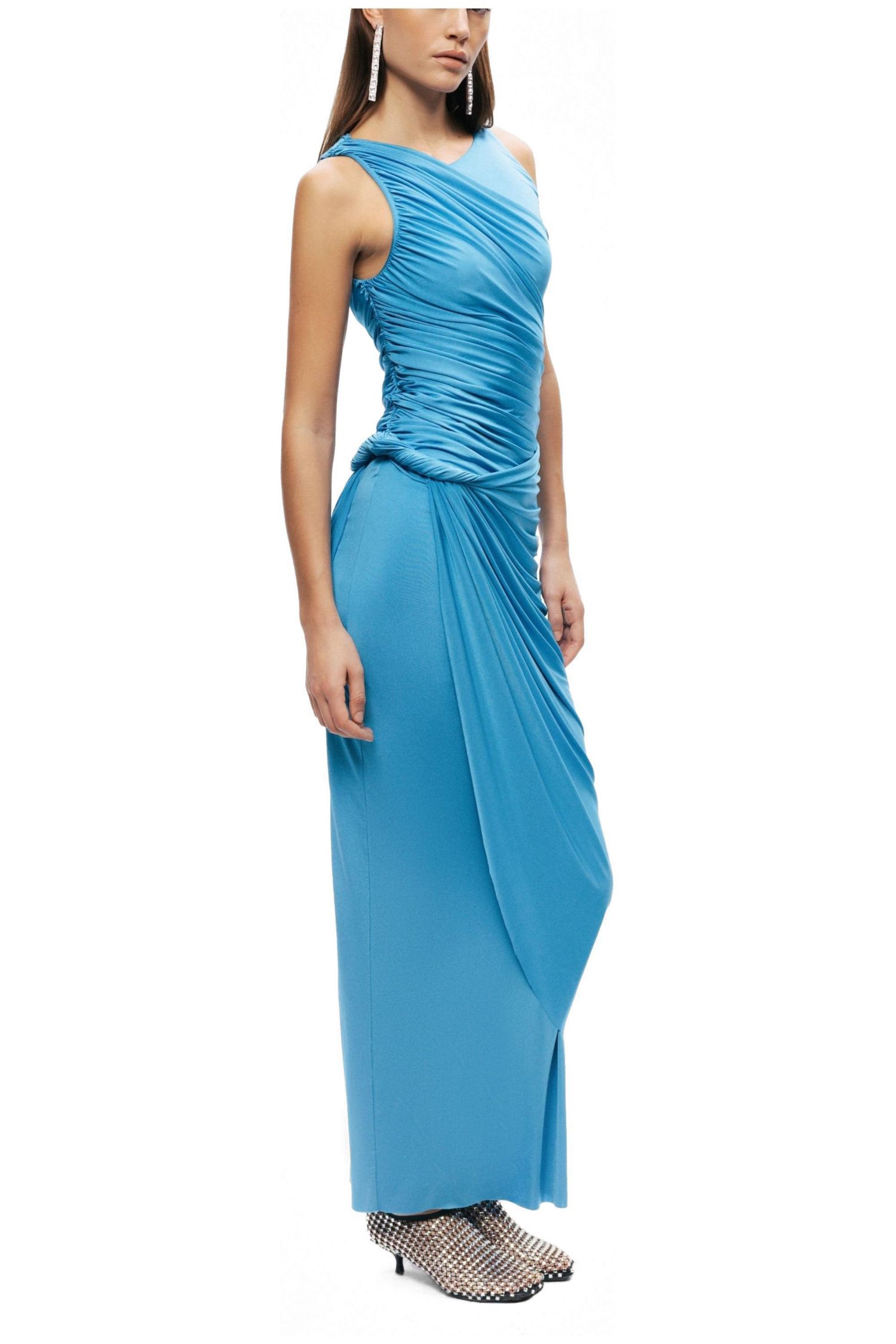 Women's Draped Sleeveless Maxi Dress
