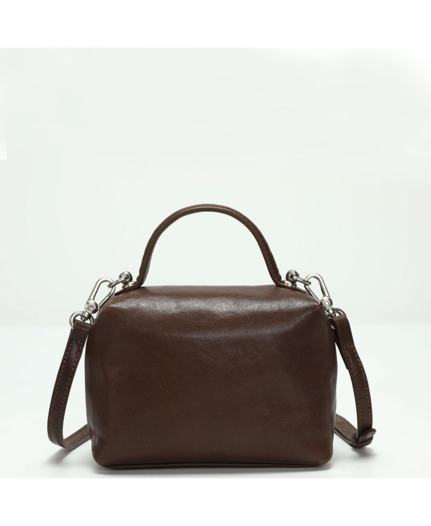 Женская сумка SUSU Bella Vintage Leather Vanity Case Crossbody, Mini Box Top Handle Small Box Purse, цвет: Шоколадный коричневый / Тёмно-коричневый — фото 5