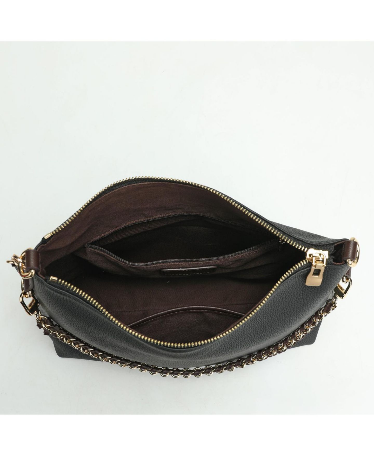 Женская сумка SUSU Riva Leather Convertible Hobo Bag Shoulder and Crossbody with Chain Detail, цвет: Чёрный — фото 6