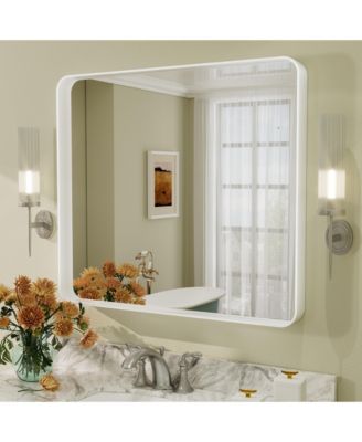 32" x 36" High-Strength Tempered Glass and Aluminum Alloy Framed Wall Decor Bathroom Vanity Mirror