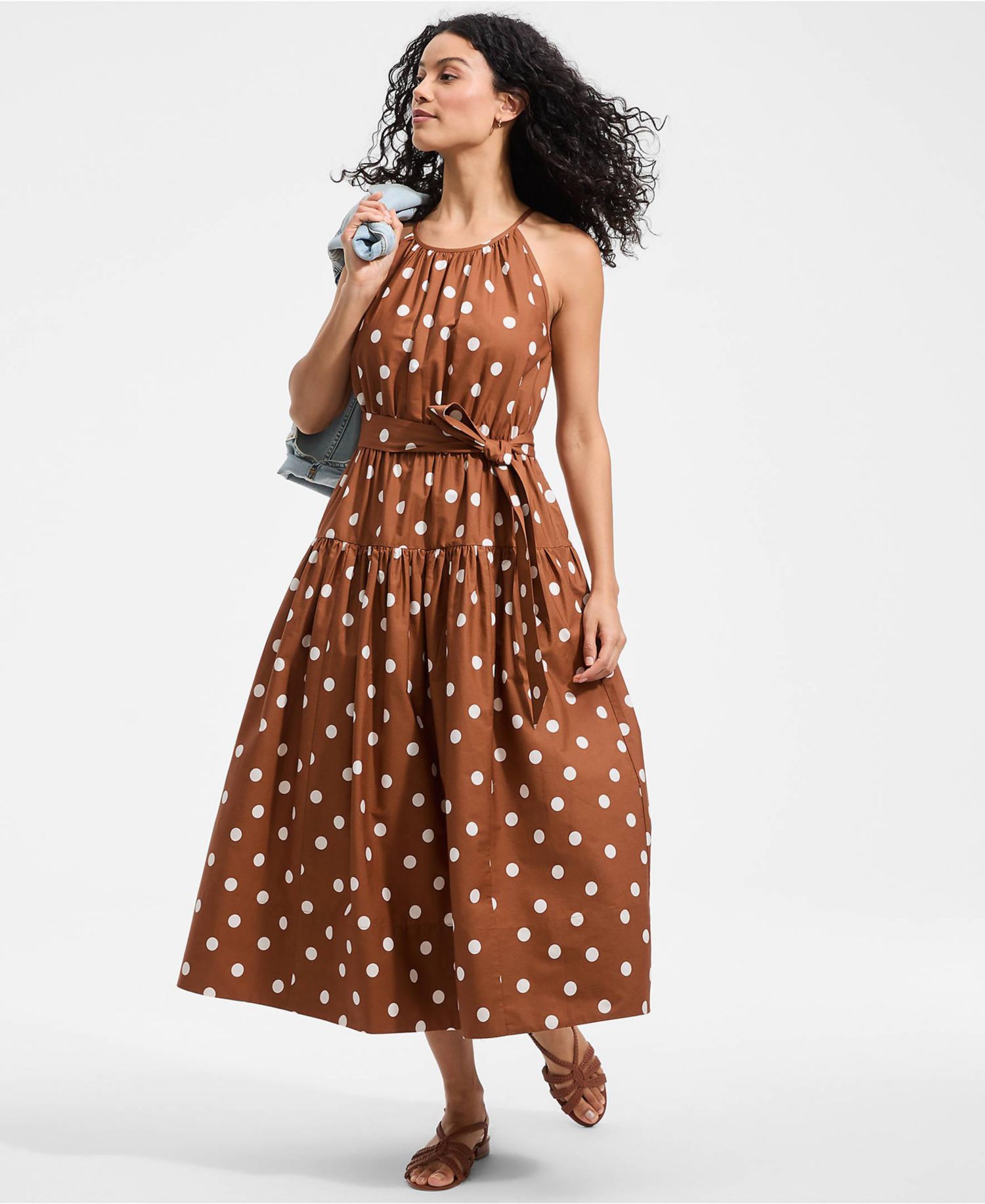 Women's Poplin Halter Midi Dress
