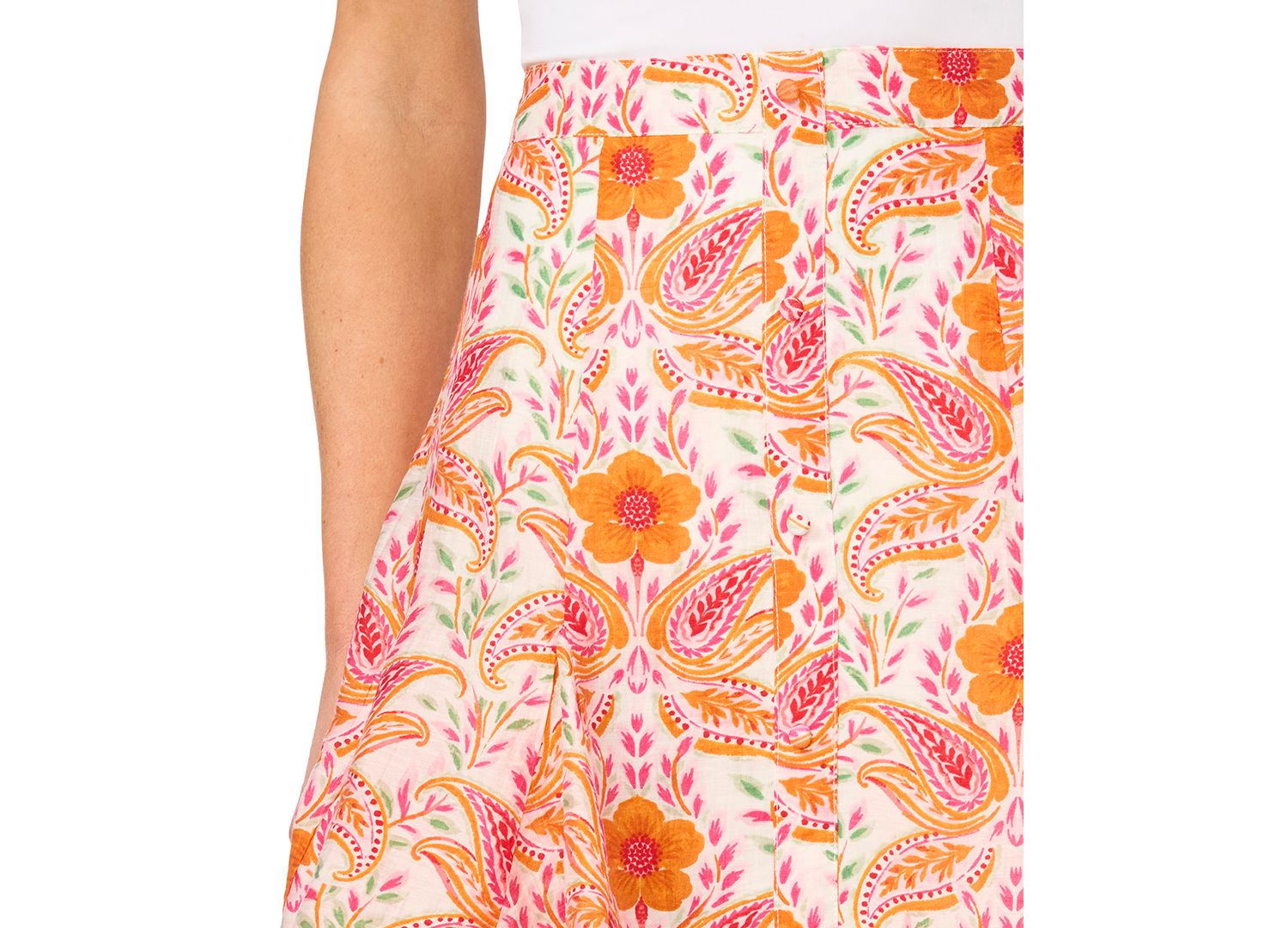 Women's Paisley Button-Front Mini Skirt
