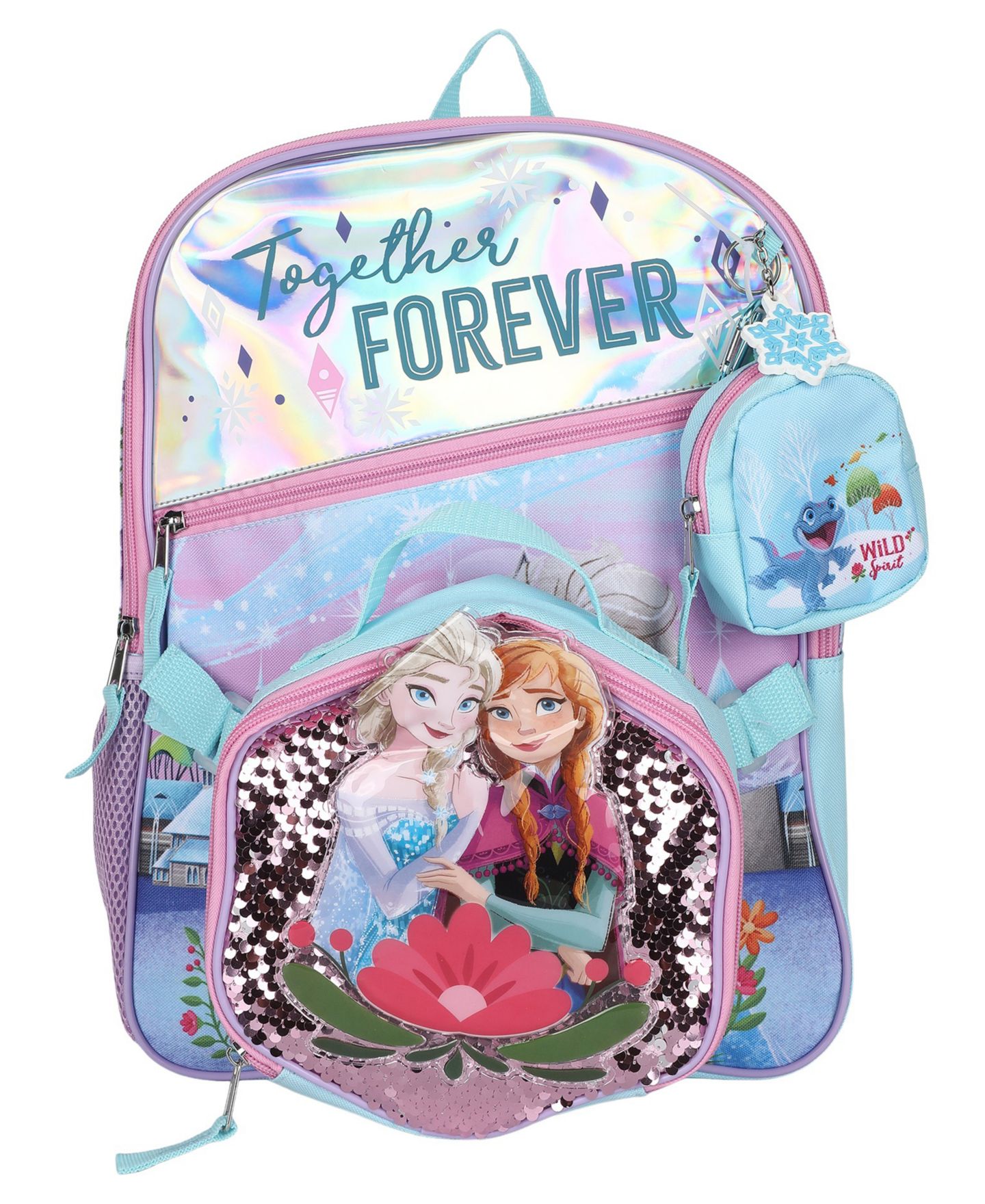 Сумки Frozen Backpack, Lunch Bag, Pencil Case, Key Chain and Carabiner, 5-Piece Set для девочек, цвет: Синий — фото 3
