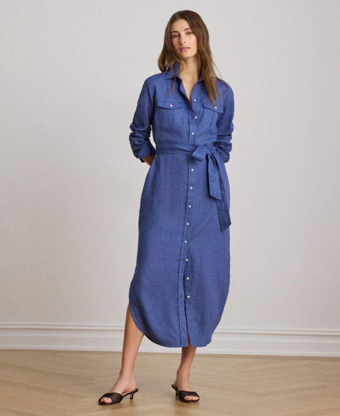 Lauren Ralph Lauren Women's Point Collar Midi Shirt-Dress