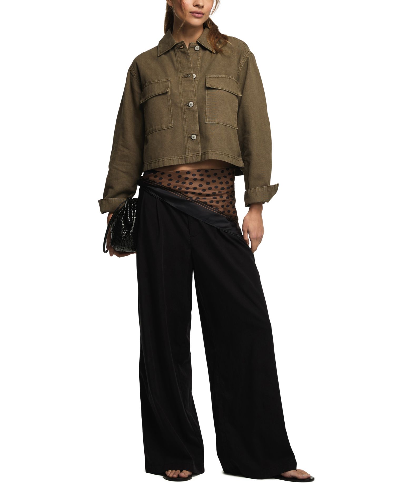 Women's Collared Denim Utility Jacket