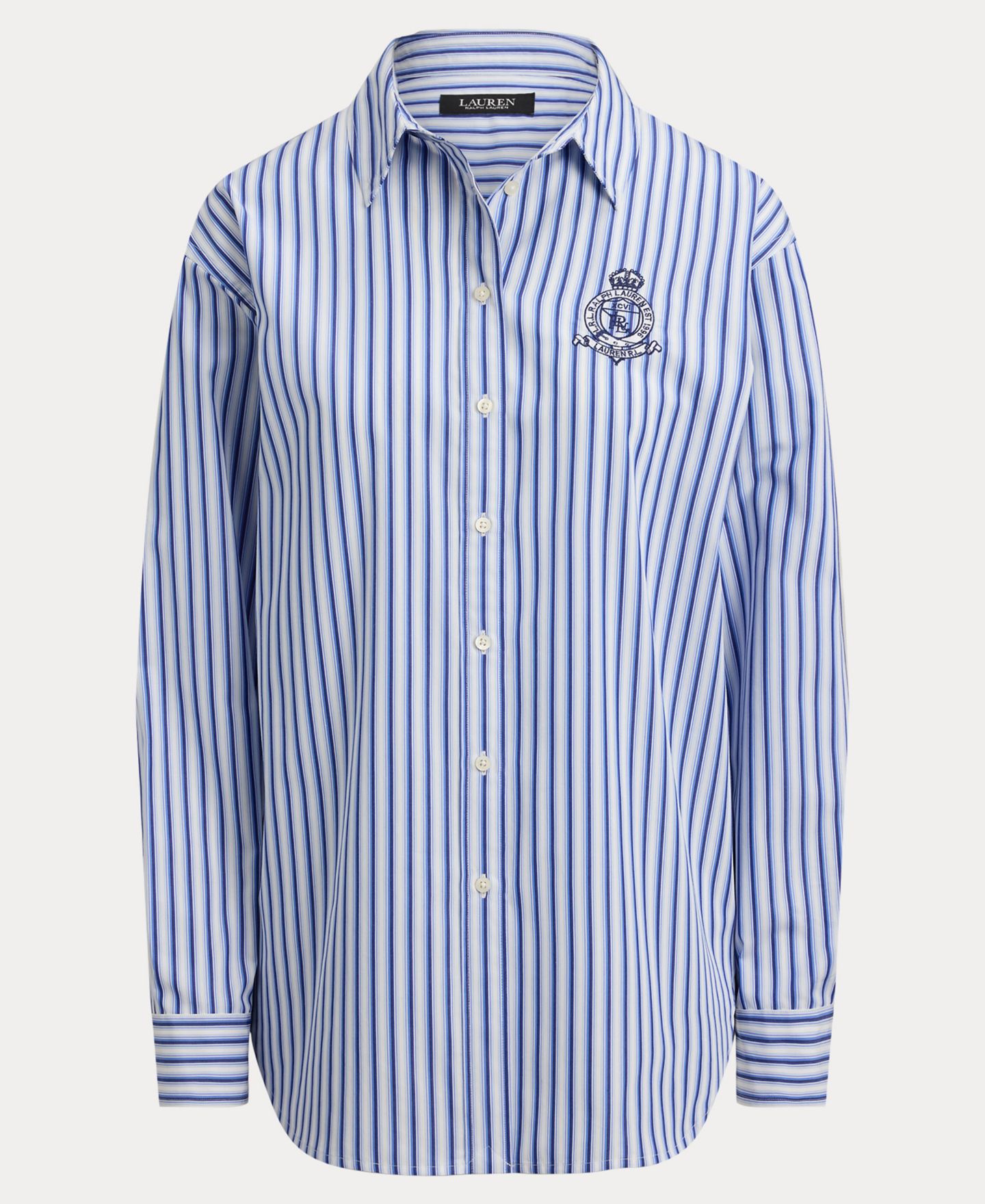 Женская рубашка Lauren Ralph Lauren Striped Long-Sleeve Shirt, цвет: Синий разноцветный — фото 6