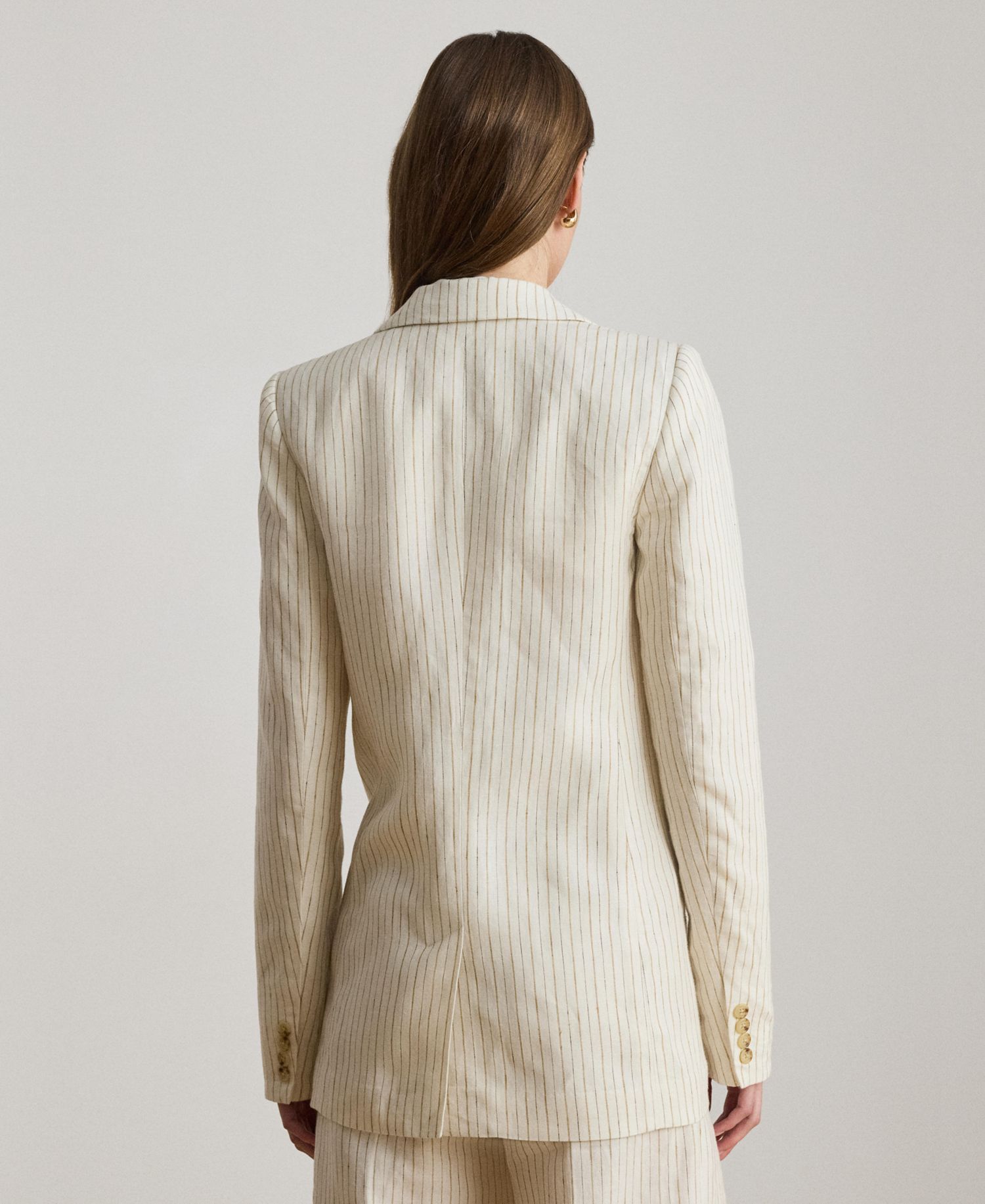 Women's Pinstripe Notch Lapel Long-Sleeve Blazer