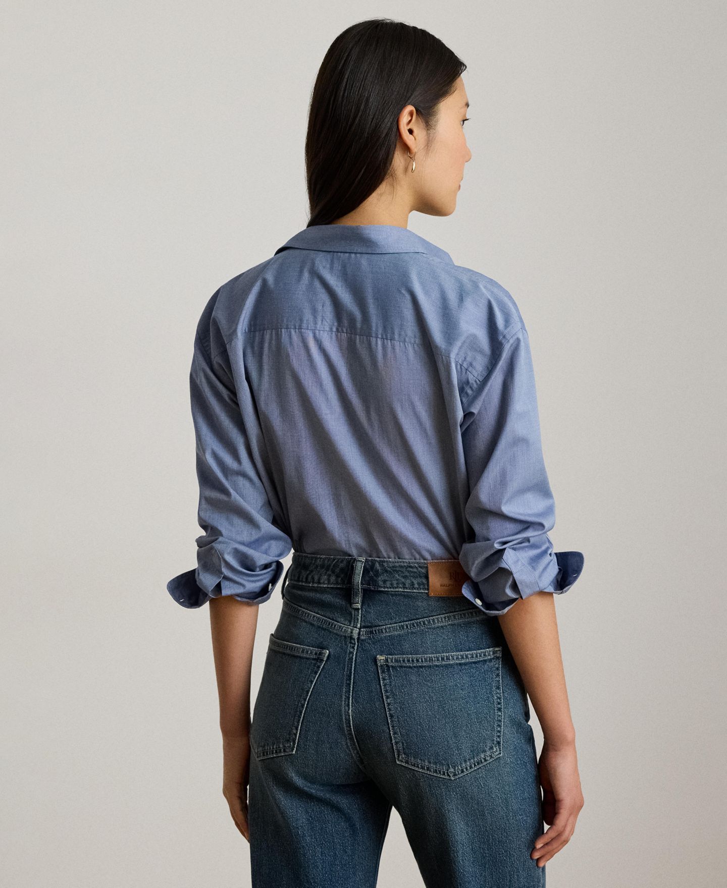 Женская рубашка Lauren Ralph Lauren Oversized Button Placket, цвет: Синий — фото 4