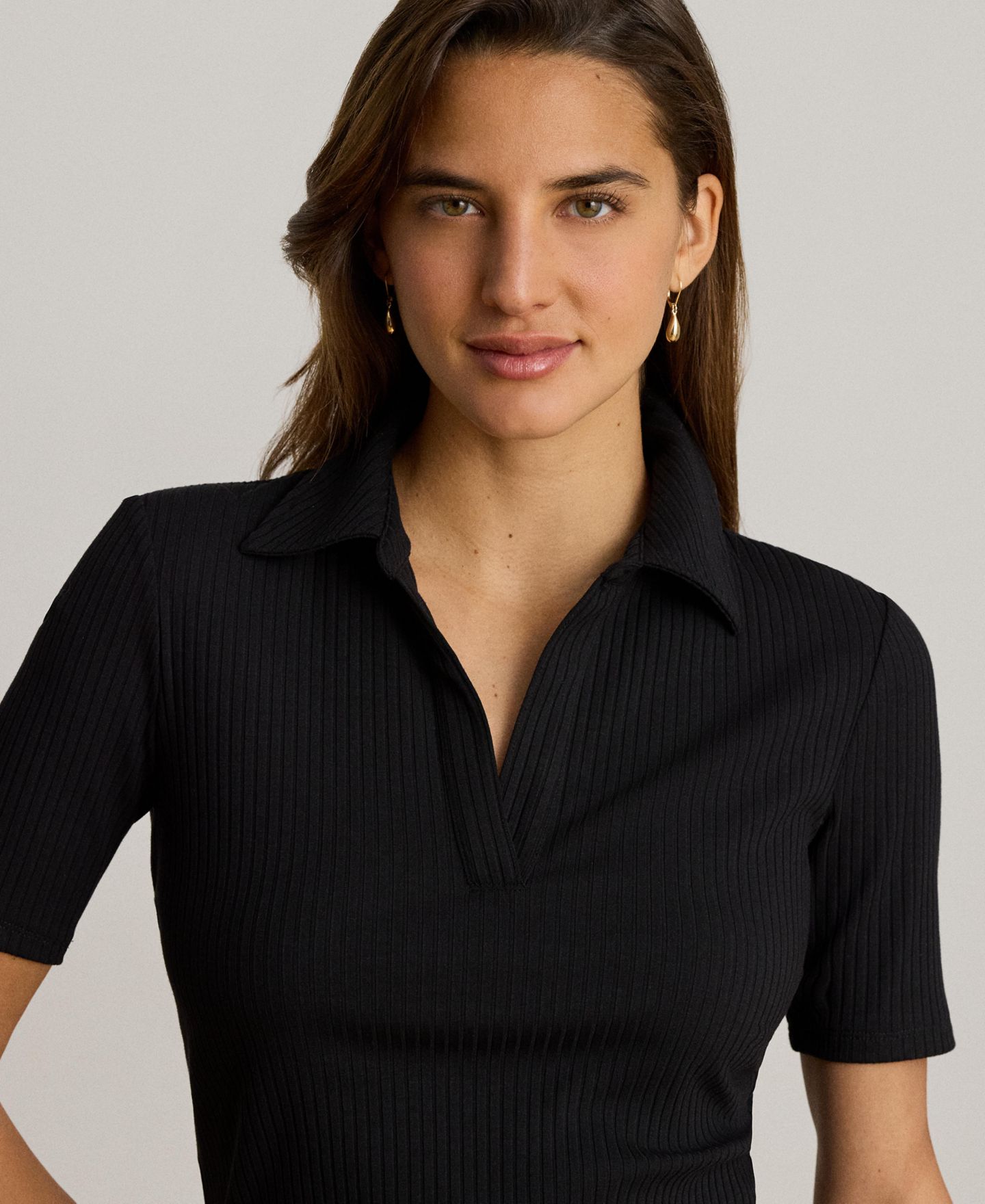 Женская футболка Lauren Ralph Lauren Johnny Collar Polo T-Shirt, цвет: Чёрный — фото 4