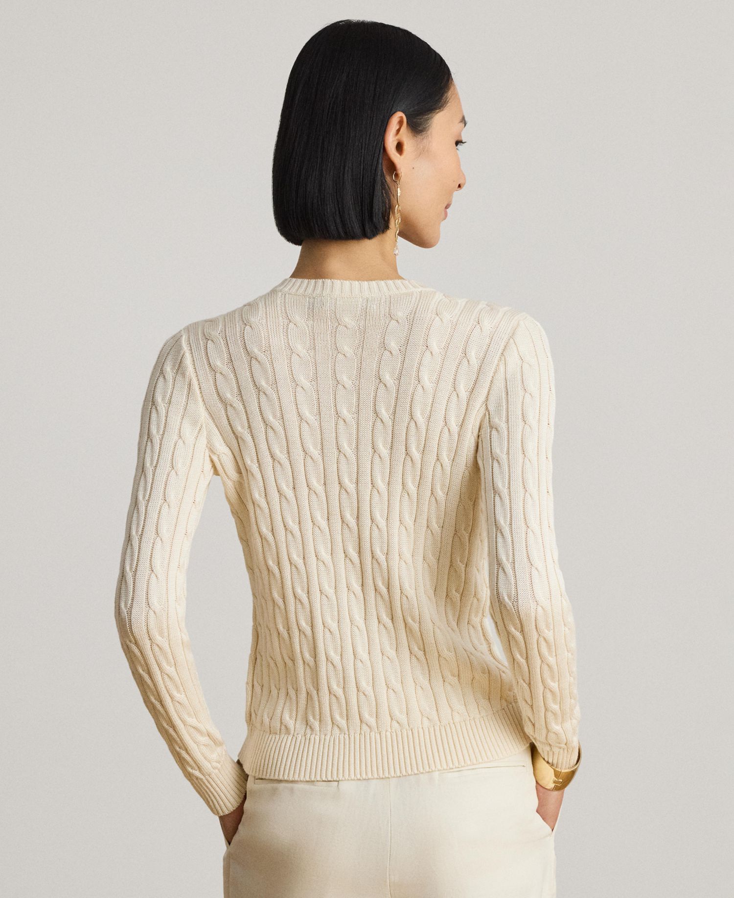 Petite Cable-Knit Button-Front Long-Sleeve Cardigan
