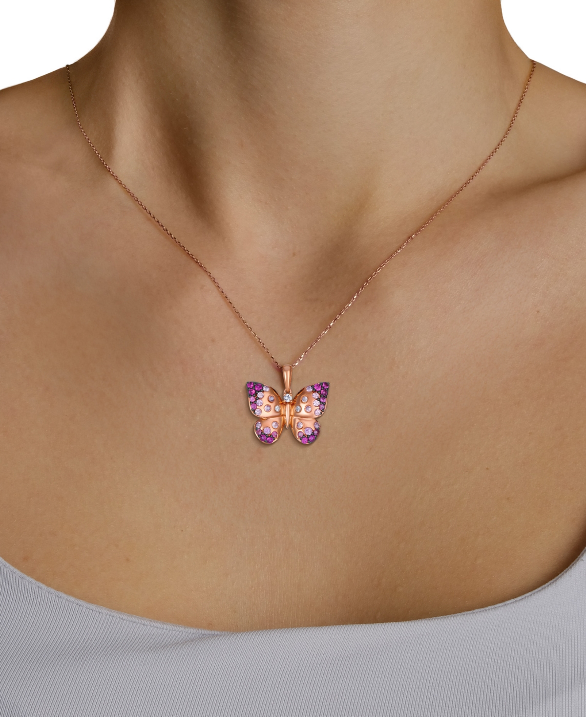 Le Vian Strawberry Ombre Sapphire (3/4 ct. t.w.) & Vanilla Sapphire Pendant Necklace in 14k Strawberry Gold