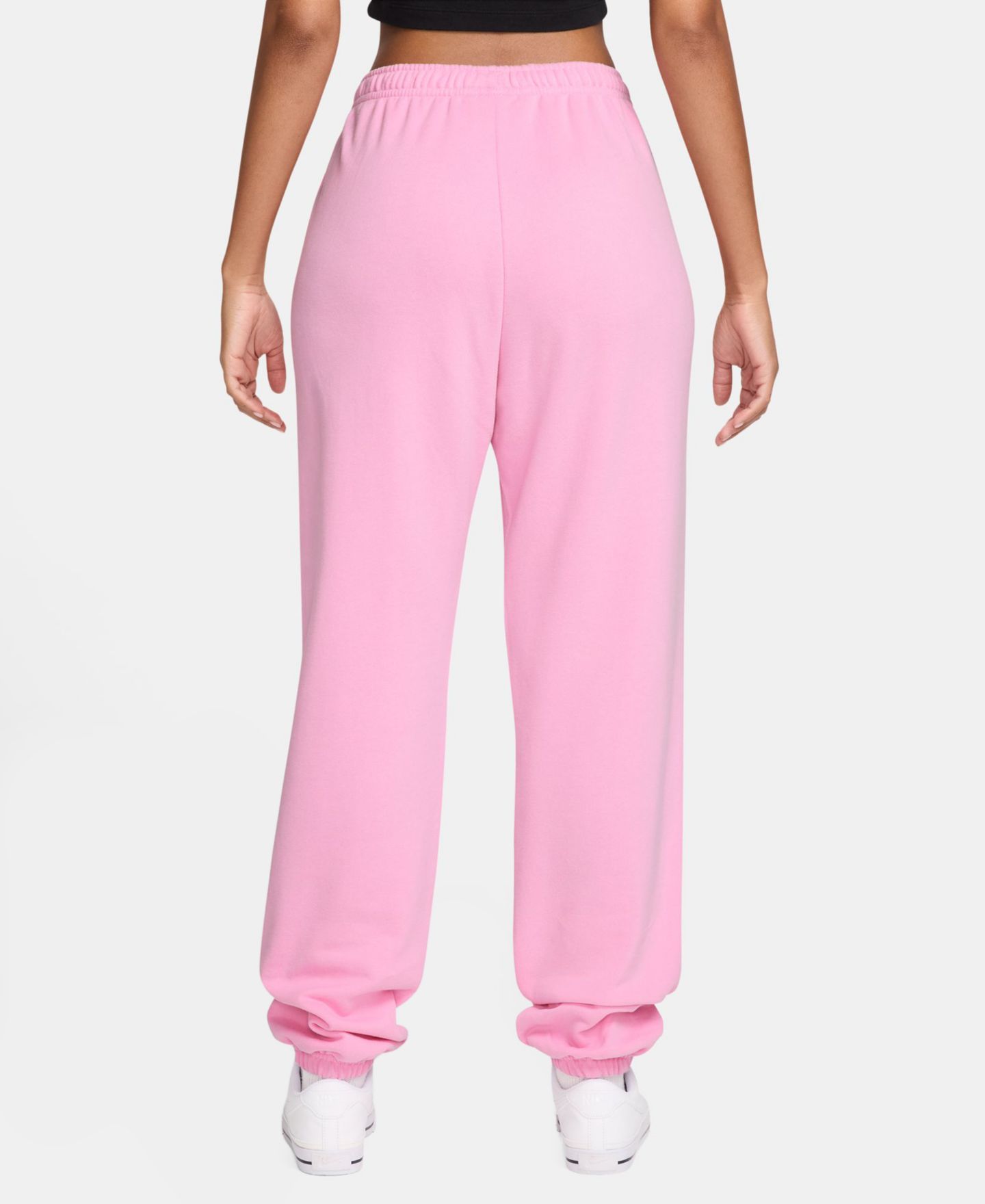 Женские брюки Nike Studio Fleece Lightweight "French Terry" Oversized High-Rise Cuffed, цвет: Розовый / Молочный — фото 3